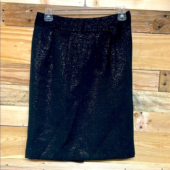 Banana Republic size 2 Black Sparkly Form Fitted Knee-length Pencil Skirt - Picture 1 of 8